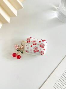 Cherry Painted Transparent Additional Flower Button Thickened Fashion Bluetooth Shockproof Earphone Case Compatible With S4 Protective Case Apple Wireless Bluetooth Earphone Shell Glossy Pro2 Full Coverage Pods 31/2/3 Generation Protective Case Pro Shockproof Soft Shell - Multicolor - View 2