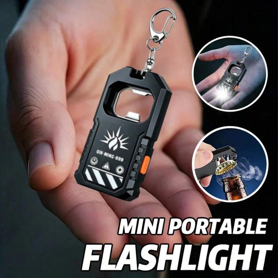 Portable Pocket Flashlight, LED Keychain Light, Rechargeable Mini Flashlight, Multifunctional Outdoor Camping Light With Bottle Opener - Multicolor - View 1