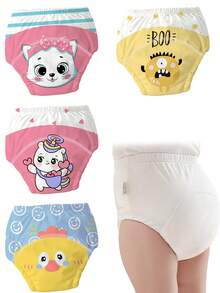 Reusable Baby Potty Training Underwear, Cute Pet Animal Print Washable Toilet Training Shorts, Suitable For Baby Boys And Girls, 3 Pieces Set - Multicolor 1 - View 5