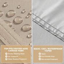 Outdoor Patio Furniture Cover, 88"X58"X27" Waterproof 420D Oxford Fabric Protector For Dining Table & Chairs, Rectangle Chaise Lounge, Sectional Sofa, Anti-UV All-Season Garden Furniture Cover With Bottom Drawstring For Shade & Rain - Apricot - View 6