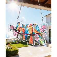 Acrylic Puzzles Suncatcher Window Hanging, 83 Pieces 7.4 Inch Sun Catcher Acrylic Puzzles Garden Decoration For Women Men Mom Birthday Gift Home Decor (Dawn Flower) - 花之歌鳥 - 查看 2