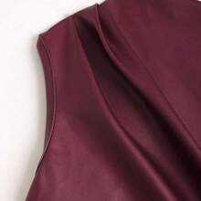 Nana's Women's Clothing Store  Nuevo vestido mini de verano de ajuste ceñido con cuello asimétrico, cintura fruncida y detalles de volantes laterales, en tela elástica con revestimiento de color vino tinto, adecuado para club, fiesta, cóctel y uso diario - Negro01 - Ver 6
