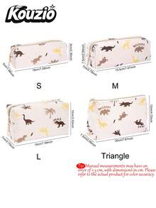 1 buah Tempat Pensil Corduroy Motif Dinosaurus, Ukuran S/M/L, Kantong Pena Resleting Multi-Ukuran, Organizer Alat Tulis Segitiga Estetik, Tas Kosmetik Multifungsi Kapasitas Besar, Kantong Penyimpanan Lembut dan Tahan Lama untuk Siswa Perempuan dan Remaja, Perlengkapan Penting untuk Kembali ke Sekolah & Musim Wisuda, Penggunaan Sehari-hari & Perjalanan - Gaya dinosaurus - View 3
