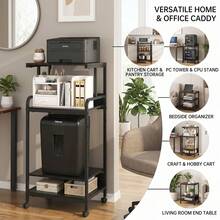 4-Tier Rolling Printer Stand With Storage, Large Movable Printer Cart On Wheels, Multifunctional Trolley For Fax Scanner Files Media Player, Practical Furniture For Home Office Kitchen - Black - View 2