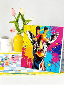 1Pc/4Pcs Colorful Animal Graffiti Theme DIY Oil Painting By Numbers Painting Crafts Adult Home Decoration Holiday Gifts - 20x20 - View 4