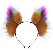 Tiara de Cabeça de Raposa Estilo Tech Colorida, Acessório de Fantasia de Pelúcia de Animal Legal, Arco de Cabelo Estilo Punk para Festa - B - Visão 12