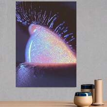 Póster en lienzo sin marco 2D plano, 2D plano, 1 pieza, Pintura en lienzo de ojos de cielo estrellado de ensueño, Luz de estrella brillante adornando momentos hermosos, Póster de arte en lienzo y impresión de arte de pared, Póster de decoración moderna para dormitorio, Opción ideal para la decoración de la habitación - Enmarcado - Ver 3