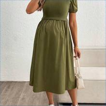 HENG
  Vestido premamá ajustado con mangas abullonadas, vestido elegante - Negro011 - Ver 5
