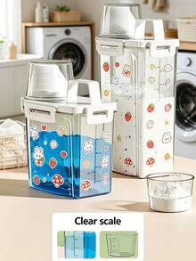 1pc/Theme Laundry Detergent Storage Box - Multi-Functional Storage Container, Can Store Laundry Powder, Laundry Beads, Etc. - Suitable For Kitchen Pantry, Laundry Room, Bathroom And Home Storage - Great Holiday Gift, Laundry Storage Organizer Helper, Comes With Two Cat Sticker Patterns On The Outside. - White - View 4