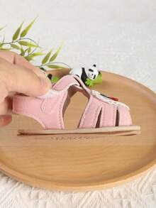 1 Pair Girls Heart Embroidery Cherry Hook And Loop Design Baby Toddler Sandals, Spring Autumn Summer - Pink - View 8
