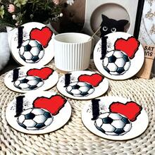 1/6/120 piezas, Diseño de imagen de evento deportivo de fútbol, Posavasos redondos de PET impresos en 2D, Adecuados para patio, cocina, sala de estar, decoración de mesa de reunión familiar, regalo festivo para amigos, familia, atletas, adecuados para el Día de San Valentín, Día de la Madre, cumpleaños, fiesta de boda, accesorios de decoración del hogar, mejor opción de regalo para amigos - Multicolor A - Ver 2