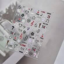 1片 5D Y2K 星星與音符美甲貼紙，酷感哥德風美甲貼花，自黏式美甲貼片，夏季DIY美甲藝術配件，簡易美甲貼紙，適合女孩與女性的最佳美甲用品，適用於派對與節日 - 彩色 - 查看 11