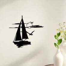 1pc Vinyl Sailboat Logo Sticker, Self-Adhesive Die-Cut Design, Semi-Matte Texture, Suitable For Wall, Car, Laptop, Wood, Plastic, Glass, Metal, Ceramic, Single-Use Decorative Decal - 1 pcs - View 1