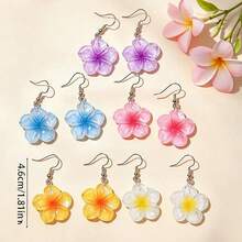 5/10 Pairs Colorful Flower Resin Earrings, Bohemian Style Dangle Earrings For Women, Suitable For Party, Wedding, Vacation, Gift For Friends And Mothers, Valentine's Day Gift - Random Mix - Style B - View 9