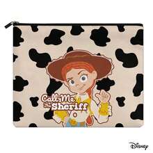 Disney Cute Toy Story Jessie Zipper Pouch, Fun Cow Pattern Print On Elastic Canvas, Adorable Bag For Cosmetics & Travel Essentials - 10 X 8.1 Inches - View 4