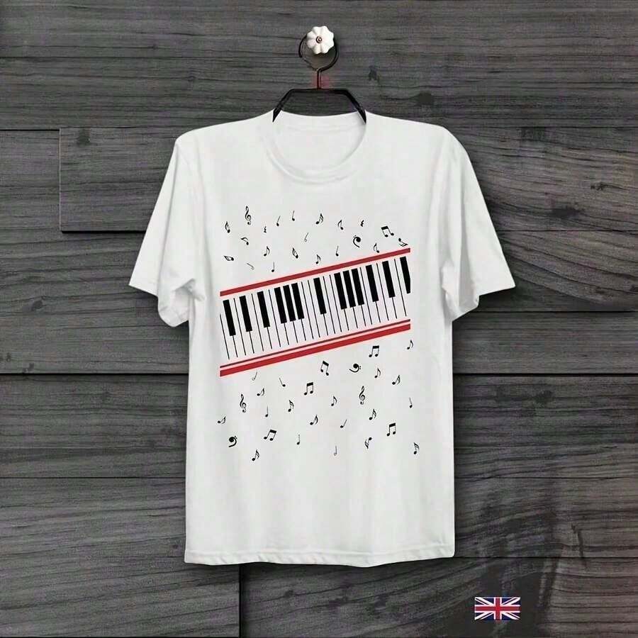 Short Sleeve Cotton Man Clothing Piano Beat It Michaels Jackson Mtvs Video Retro Vintage Hipster Unisex-Shirt Print-Shirt Summer Clothes Tee Shirts Men Clothes Western Men Clothes Camisas Para Hombre Graphic Tees Graphic Tees Women Clothes Summer Tops - 白色 - 查看 1