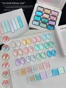 XEIJAYI 12 Colors Glossy Pattern Gel Nail Polish, High Saturation Semi-Solid Nail Gel, Professional Nail Salon Use - Multicolor - View 2