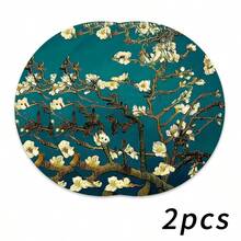 1/2/4/6/8/300入 豪華日常餐墊,海棠花與樹枝圖案,深藍色底,可機洗聚酯纖維材質,防污防水易清潔,適合派對與廚房裝飾 - 彩色 - 查看 19
