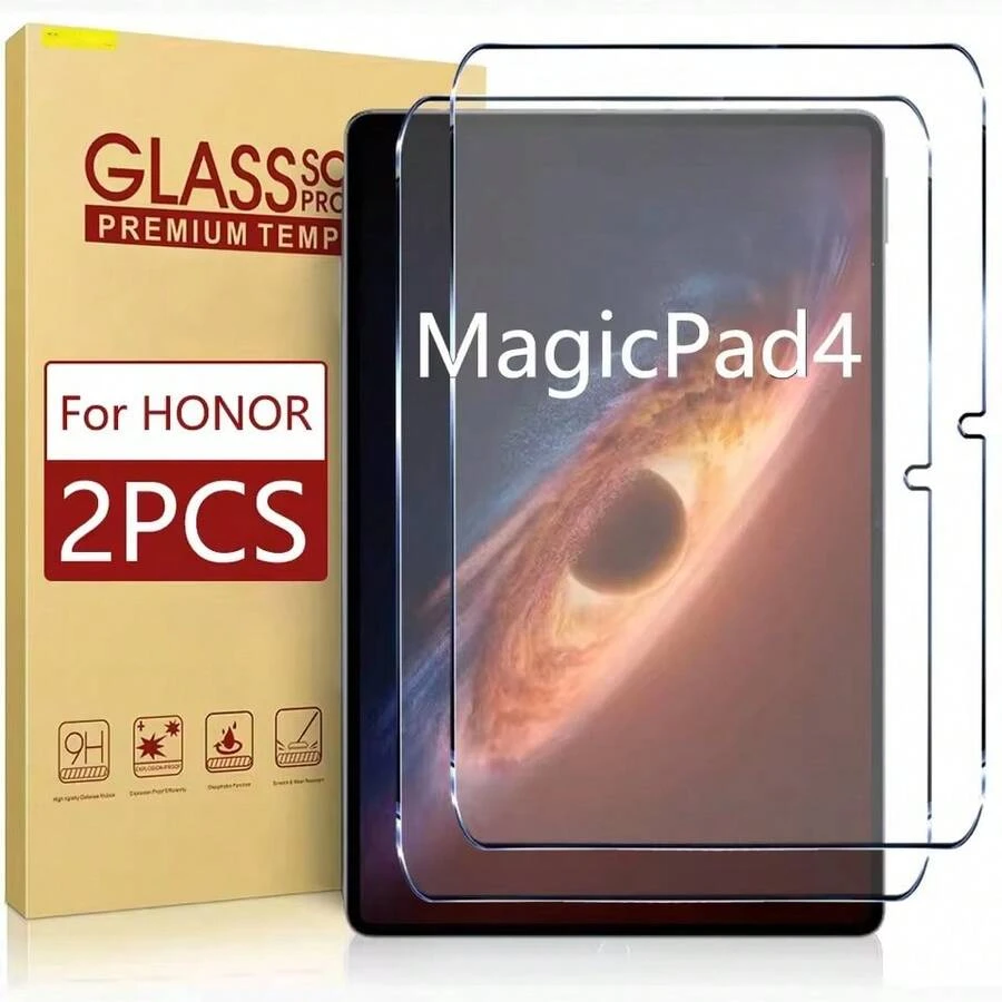 2 piezas Protector de pantalla de vidrio templado de alta definición para Honor Magicpad 2/ MagicPad 3/MagicPad4 Tablet, anti-caídas, anti-rayones, protector de pantalla de vidrio templado, compatible con varios diseños de fundas, instalación fácil y rápida - transparente - Ver 1