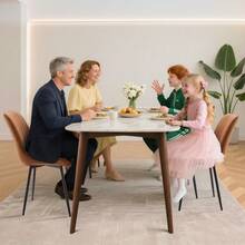 Modernes 2er Set Esszimmerstühle – Gepolsterter Sitz aus Kunstleder – Stabiles Metallgestell – Komfort für Küche, Esszimmer & Gastronomie – Leder - braun - Übersicht 4