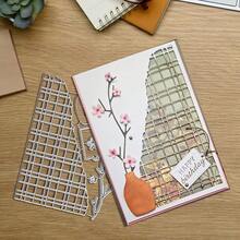 1pc Creative Grid & Vase Metal Die Cut Template, Scrapbook Embossing Template, Handmade Card Decoration Cutting Mold, Gift Card Making - Grid - View 5