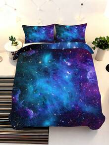 2/3件組銀河星雲床上用品套組，紫色與藍色星空被套組含枕套，外太空宇宙被套，成人臥室裝飾（不含被芯）200x200cm - 彩色 - 查看 7