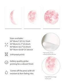 3PCS/SET Frameless, Pink Watercolor Moon Phase Abstract Wall Art Set; Minimalist Bohemian Art Poster; Modern Wall Decor Perfect For Living Rooms, Bedrooms, Girls' Rooms, And Entryways; Ideal For Creative Holiday Decorations - Abstract - View 4
