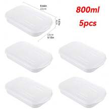 5/10 piezas Caja de pan, Caja bento, Caja de almuerzo portátil, Caja de frutas y aperitivos, Contenedores de almacenamiento de alimentos de plástico reutilizables con tapas - Juego de contenedores de almacenamiento de alimentos para refrigerador, organizador de refrigerador, microondas & congelador. - Ver 11