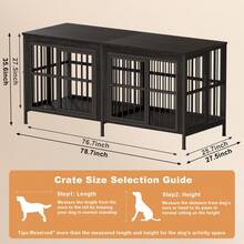 78.7" Dog Crate TV Stand For 85 Inch TV, Furniture Style Double Dog Kennel, 0.4" Thick Rods Anti Chew Pet Cage For Large Medium Dogs - Black - View 9