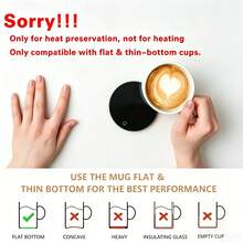 家用加熱杯墊 - 3段式觸控控制、8小時智能自動關機，適用於咖啡杯與飲料加熱器（僅適用於薄底杯，僅有加熱功能） - 彩色 - 查看 3