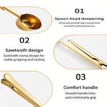 2-In-1 Stainless Steel Coffee Spoon Bag Clip, Kitchen Baking Spoon Accessory, Measuring Spoon With Bag Clip, Kitchen Tool For Home Kitchen - Titanium - View 5