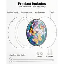 Acrylic Puzzles Suncatcher Window Hanging, 83 Pieces 7.4 Inch Sun Catcher Acrylic Puzzles Garden Decoration For Women Men Mom Birthday Gift Home Decor (Dawn Flower) - 蝴蝶盛開 - 查看 7