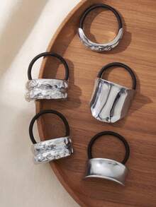 6pcs/Set Minimalist Metal Chic Hair Ties, Hair Rope, Hair Accessories - Multicolor - View 21