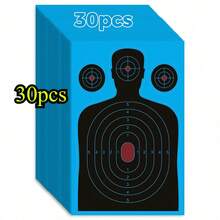 10/20/30 Packs Of High-Quality Contour Reaction Target Paper, A 12-Inch By 18-Inch Blue Bleeding Blood Shooting Target. The Bright Fluorescent Flashing Effect Can Immediately Display Each Hit Situation, Suitable For Shooting Range Training. - Blue - View 10