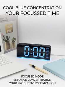 1 pièce Réveil numérique LED avec lumière ambiante 4 couleurs, horloge à surface miroir élégante, convient pour la décoration de la chambre à coucher, style minimaliste - Version améliorée - Voir 8