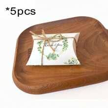 Wedding Mori Style Kraft Paper Green Leaf Pillow Shaped Creative Candy Box - Multicolor - View 8