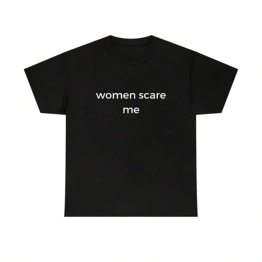 Funny Printed Tee Short Sve Summer Tops Wo Scare Me Shiromfortable Cotton For Spor And Fitness Daileisure - Negro - Ver 1