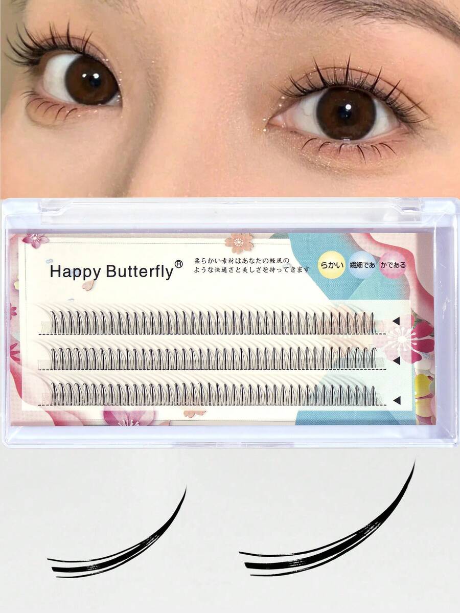 MAANGE 120pcs 3-Row A-Type Cluster False Eyelashes, Sandwich Style False Eyelashes, Cartoon Style Single Tail Eyelashes, Ideal Gift For Women, Easy To Apply