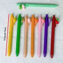 8pcs/Set Fruit Pattern Retractable Gel Pens, Cute Highly Attractive Black Ink Ballpoint Pens, Minimalist Student Writing Pens, Office Signature Pens, Holiday Event Gift Pens, Back To School - Black Click Pen - View 6