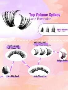 Solepest Volume Lash Clusters Spikes Cluster Estensioni ciglie 60D 80D 100D ciglie Individuali Spesse e Appuntite 5-16mm Mega Wispy Estensione ciglie Soffici DIY D ciglie Arricciate con ciglie Inferiori 225Pcs, Festival Musicali, Feste - D - Visualizzare 5