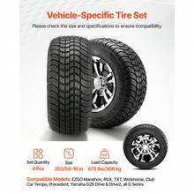 Golf Cart Wheels, 10" 205/50-10 Black Aluminum Alloy Golf Cart Tires And Wheels Combo (Set Of 4) Fit Club Car, EZGO, Yamaha, 4 Ply Rubber 4-Lug Lawn Mower Tires & Rims, 675 Lbs Load, All-Terrain - 10" 205/50-10 - 查看 2