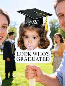 Cartel de mano personalizable, personalizado con fotos individuales y diseño de birrete de graduación 2026, estilo lindo y divertido, regreso a la escuela - Multicolor - Ver 7