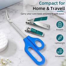3pcs 8.3 Inch Large Stainless Steel Foot Skin Clipper, Long Curved Mouth Scissors, Beauty Scissors, Crane Mouth Scissors, Large & Small Nail Clippers - A - View 1