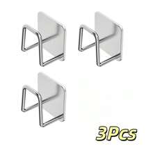pdva 1/3/4/5pcs Stainless Steel Self-Adhesive Sink Sponge Holder, No Drilling Waterproof Rust-Proof Drainage Rack, Wall-Mounted Steel Wool Storage Hook, Space-Saving Kitchen Sink Organizer, Multi-Functional Kitchen And Bathroom Cleaning Tool Storage Rack, Home Storage Accessories - Multicolor - View 5