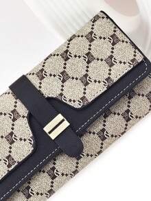 Women's Long Wallet Patchwork Printed Pattern Handheld Wallet Minimalist Multifunctional Wallet - Black - View 3