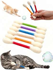 2pcs Felt Cat Kicker Toys, Interactive Kitten Teething & Chewing Toys, Boredom Relief Dental Toys, Anxiety Relief & Digestion Aid Gift For Cat Lovers, Battery-Free, Suitable For Cats And Dogs - Multicolor - View 1