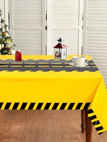 1pc Racing Theme Tablecloth, Yellow And Black Racing Pattern Table Cover, Baby Shower Party Tablecloth, Racing Birthday Party Decoration, Gender Reveal Party Decoration Table Runner, Racing Theme Party Supplies, Racing Game Table Decoration, First Tooth Party Decoration, Welcome Newborn Party Decoration Table Runner, Racing Room Decoration, Home Decoration, Outdoor Decoration Disposable Tablecloth, 1st Birthday Gift - Yellow and Black Racing Track - View 9