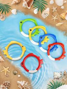 4pcs Colorful Underwater Diving Rings, Fish-Shaped Diving Game Props, Diving Ring Set - Throw, Dive And Retrieve Equipment, Underwater Swimming Pool Game Accessories, Diving Training Practice Throwing Game, Perfect For Swimming Training And Fun Pool Parties, Also Ideal For Gifts, Decorations And Summer Water Games (Adults Only) Summer Pool - Multicolor - View 2