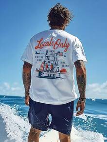Minimalist. 100% Cotton. Men's Short-Sleeved T-Shirt, American Style, Brand, 1 Piece, Summer Fashion, Loose And , Fresh And Elegant, Korean Version, Casual And Versatile, Crew Neck, Pure Cotton, Printed Pattern, Half-Sleeved Top. Spring Summer Top. - White - View 1
