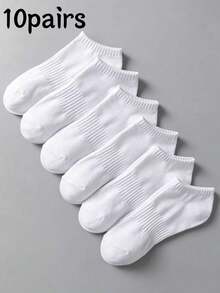 6 Pairs White Thin Casual Socks, Breathable & Comfortable For Summer, Unisex For Daily, Home, Travel & Business Wear - White - View 9